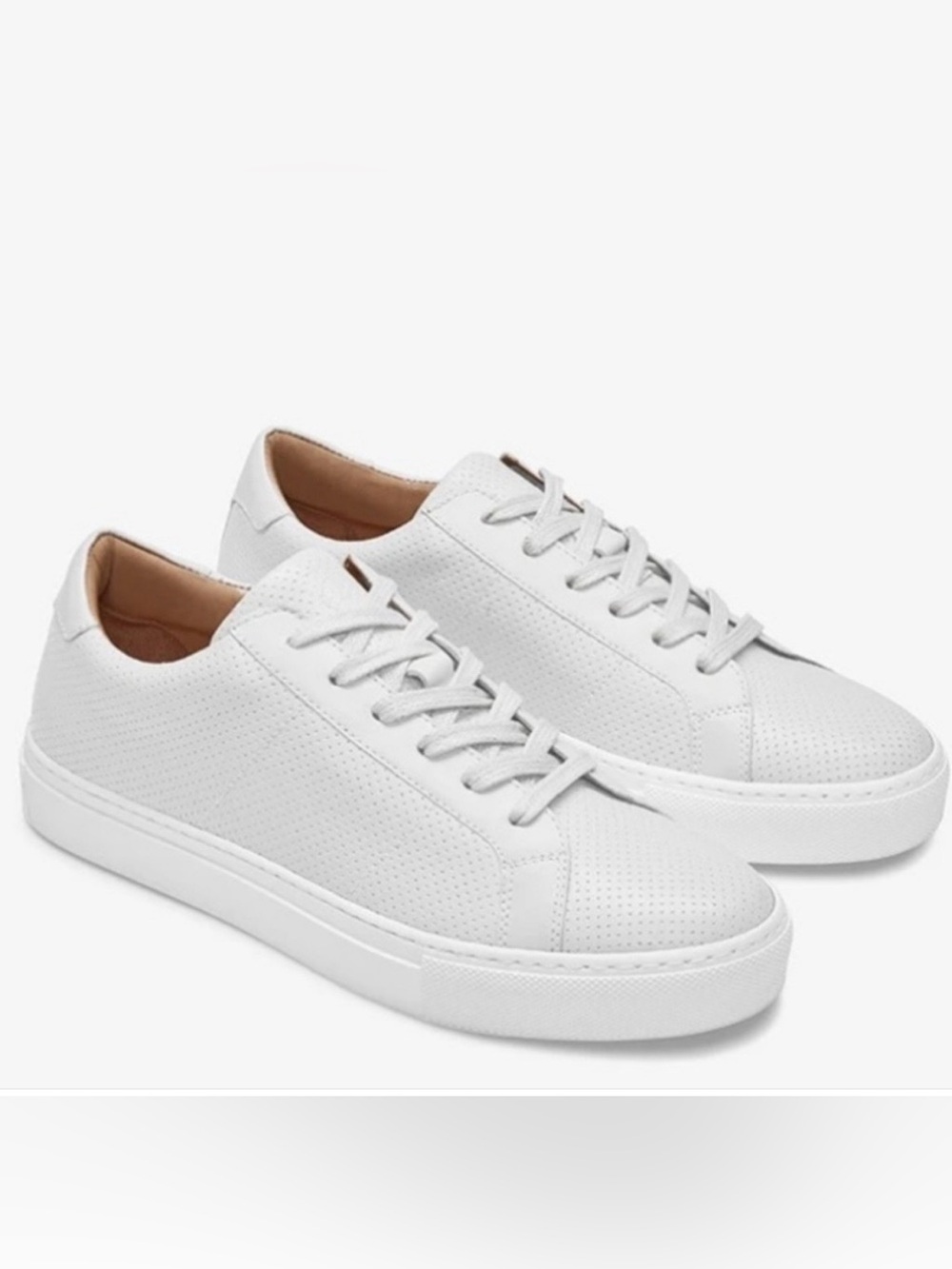 THE GREATS | ROYALE PERFORATED LEATHER LOW TOP SNEAKERS SIZE 13 WHITE